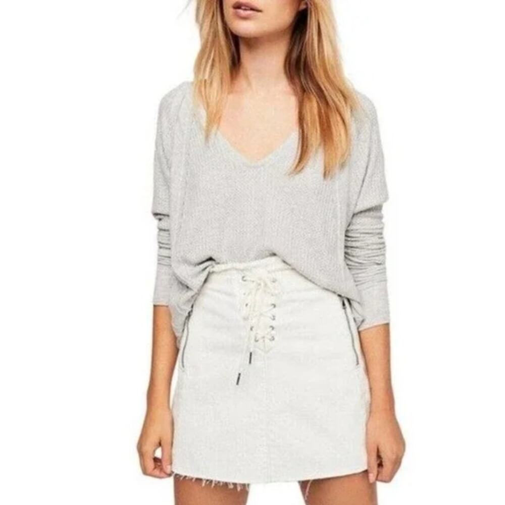 Free People Catalina Thermal Top Heather Gray Long Sleeve Women's X-Small Casual